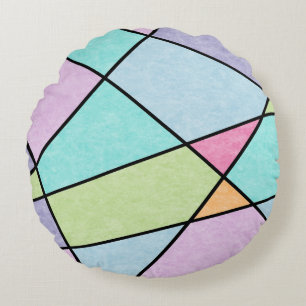 Mattierte Pastellfarben Abstrakt Geometric Rundes Kissen