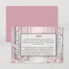 Mattierte Petals bei einer Winterwoodlandhochzeit Begleitkarte