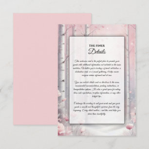 Mattierte Petals bei einer Winterwoodlandhochzeit Begleitkarte