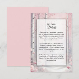 Mattierte Petals bei einer Winterwoodlandhochzeit Begleitkarte