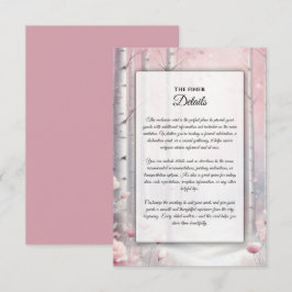 Mattierte Petals bei einer Winterwoodlandhochzeit Begleitkarte