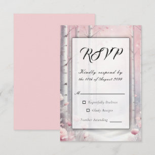 Mattierte Petals bei einer Winterwoodlandhochzeit RSVP Karte