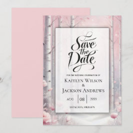 Mattierte Petals bei einer Winterwoodlandhochzeit Save The Date