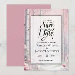 Mattierte Petals bei einer Winterwoodlandhochzeit Save The Date