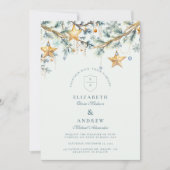 Mattierte Pine Star Garland Hochzeit Einladung (Vorderseite)