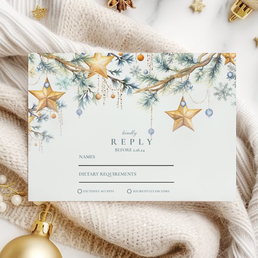 Mattierte Pine Star Garland Hochzeit RSVP Karte
