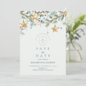 Mattierte Pine Star Garland Hochzeit Save The Date (Stehend Vorderseite)