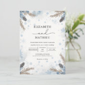 Mattierte Pine Winter Blooms Hochzeit Einladung (Stehend Vorderseite)