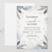 Mattierte Pine Winter Blooms Hochzeit Einladung (Vorne/Hinten)