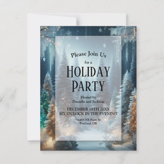 Mattierte Pines im Winter Glow Holliday Party Einladung (Vorderseite)