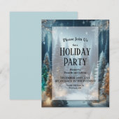 Mattierte Pines im Winter Glow Holliday Party Einladung (Vorne/Hinten)