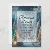 Mattierte Pines im Winter Glühende Probe Abendesse Einladung (Vorderseite)