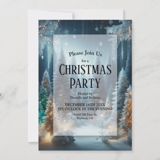 Mattierte Pines im Winter Glühwein Weihnachten Par Einladung (Vorderseite)
