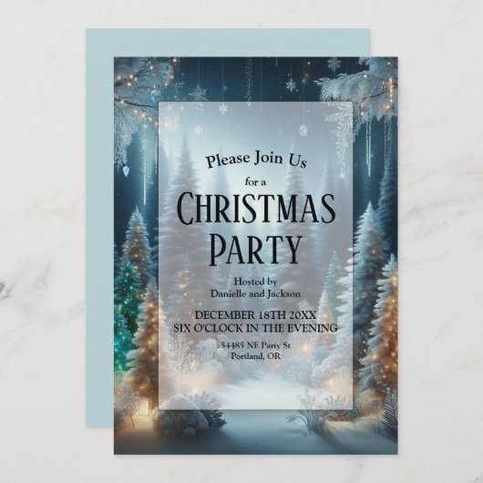 Mattierte Pines im Winter Glühwein Weihnachten Par Einladung (Vorne/Hinten)