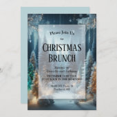 Mattierte Pines im Winter Glühwein Weihnachtsbrunc Einladung (Vorne/Hinten)