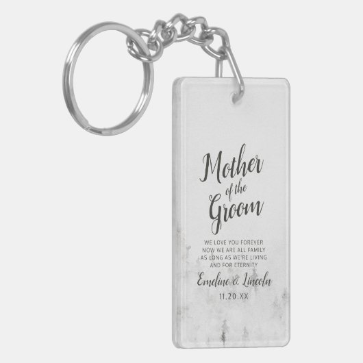 Mattierte Pines Rustikale Mutter des Groom Zitats Schlüsselanhänger (Vorderseite links)