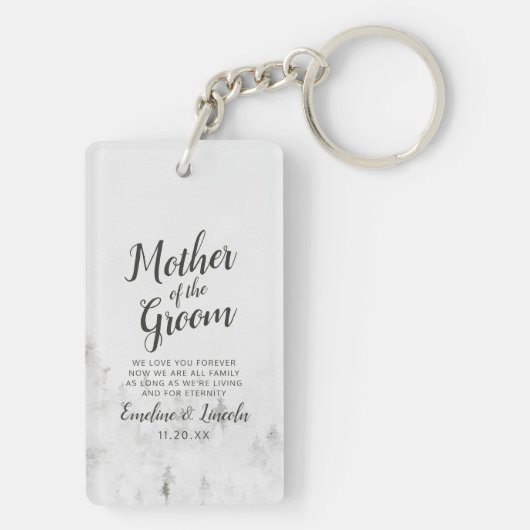 Mattierte Pines Rustikale Mutter des Groom Zitats Schlüsselanhänger (Rückseite)