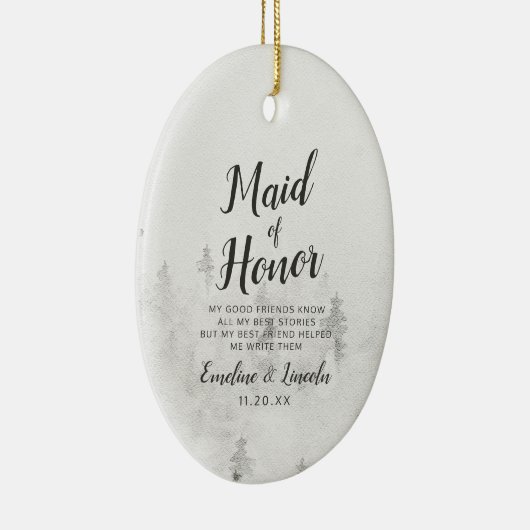 Mattierte Pines: Rustikales Weißes Trauzeugin Zita Keramik Ornament (Rechts)