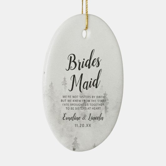 Mattierte Pines Rustikales Wintermaid Zitat Keramik Ornament (Rechts)