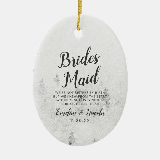 Mattierte Pines Rustikales Wintermaid Zitat Keramik Ornament (Vorne)