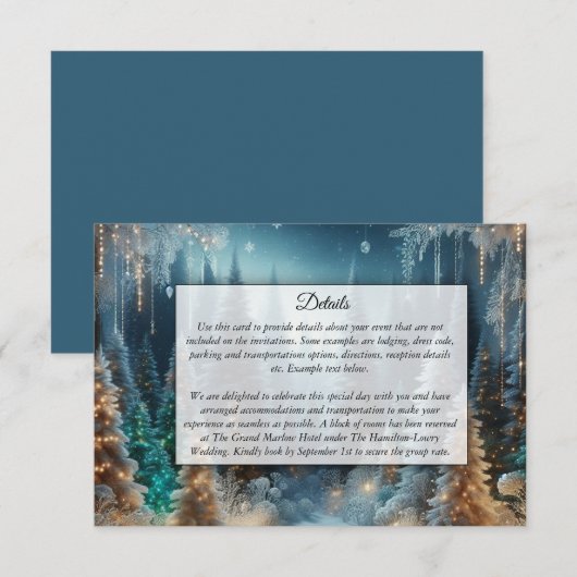 Mattierte Pinien bei Winterglühensehen Begleitkarte (Vorne/Hinten)