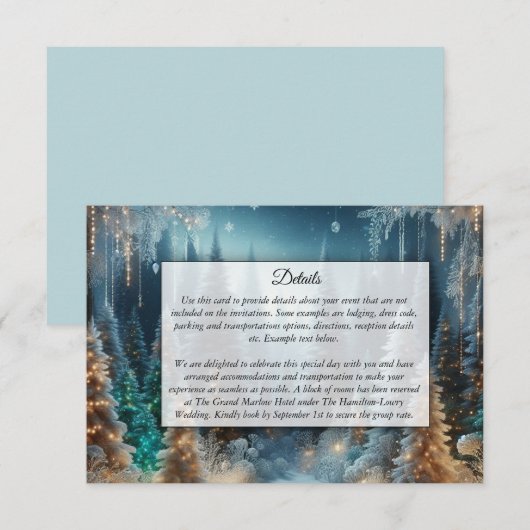 Mattierte Pinien bei Winterglühensehen Begleitkarte (Vorne/Hinten)