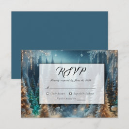 Mattierte Pinien bei Winterglühensehen RSVP Karte