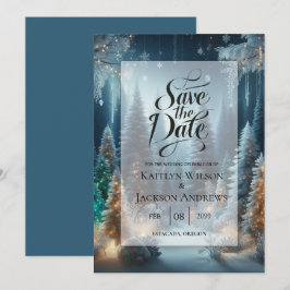 Mattierte Pinien bei Winterglühensehen Save The Date