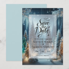 Mattierte Pinien bei Winterglühensehen Save The Date