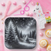 Mattierte Pinienbäume im Winter Pappteller (Party)