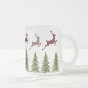 Mattierte Rentier und Pine Tree Weihnachtsfeier Ta Mattglastasse