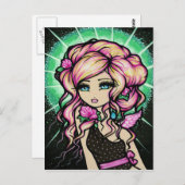 Mattierte Rosen-Engels-Fantasie-feenhafte Postkarte (Vorne/Hinten)