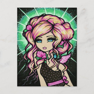 Mattierte Rosen-Engels-Fantasie-feenhafte Postkarte