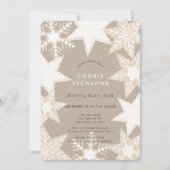 Mattierte Schneeflocken Brown Cookie Exchange Part Einladung (Vorderseite)