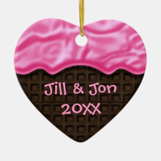 Mattierte Schokolade Süß Herz Custom Foto Ce Keramik Ornament (Vorne)