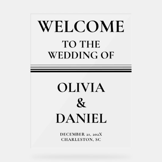 Mattierte Schwarz-Weiß-Winterhochzeit Acrylschild (Vorderseite)