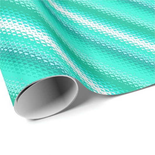 Mattierte Streifen aus Glas - Türkis und Weiß Geschenkpapier (Rolleneckpunkt)