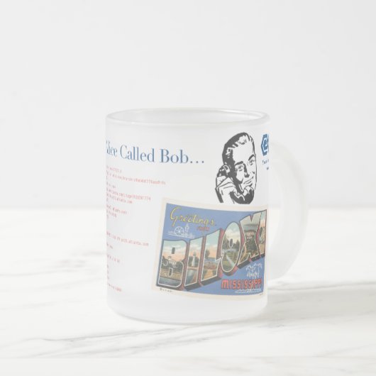 Mattierte Tasse aus Glas: Alice ruft Bob (VorderseiteRechts)