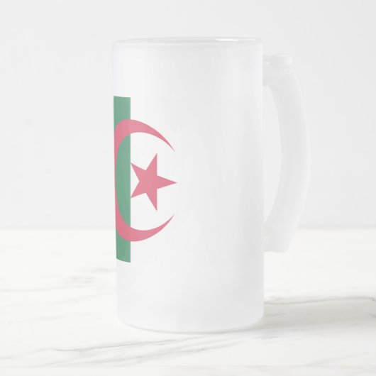 Mattierte Tasse aus Glas mit algerischer Flagge (VorderseiteRechts)