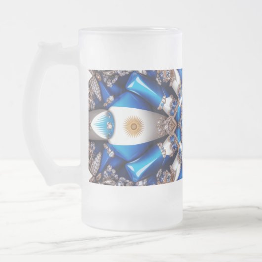 Mattierte Tasse aus Glas mit argentinischer Farbge (Links)