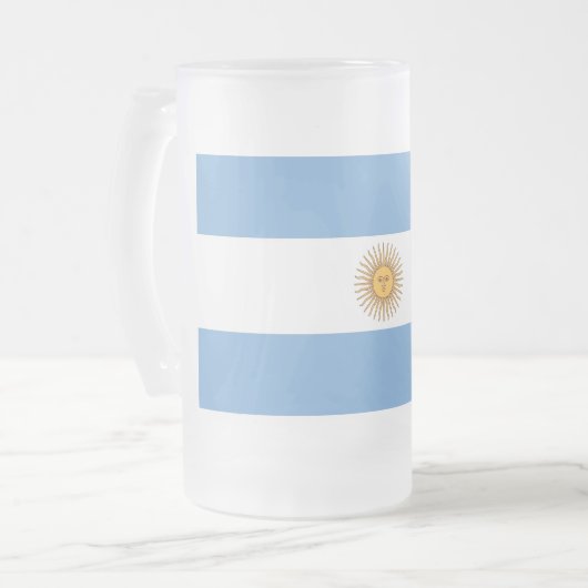Mattierte Tasse aus Glas mit argentinischer Flagge (Vorderseite Links)