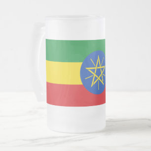 Mattierte Tasse aus Glas mit äthiopischer Flagge