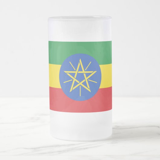 Mattierte Tasse aus Glas mit äthiopischer Flagge (Mittel)