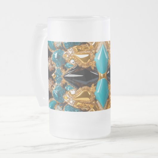 Mattierte Tasse aus Glas mit Bahamas-Farben (Vorderseite Links)