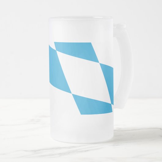 Mattierte Tasse aus Glas mit bayerischer Flagge (VorderseiteRechts)