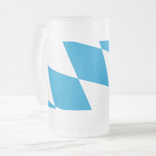 Mattierte Tasse aus Glas mit bayerischer Flagge (Vorderseite Links)