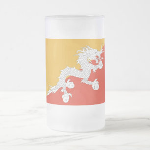 Mattierte Tasse aus Glas mit bhutanischer Flagge