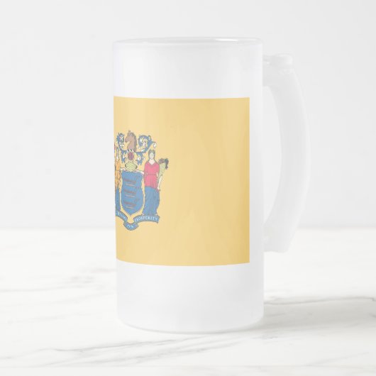 Mattierte Tasse aus Glas mit der Fahne New Jersey (VorderseiteRechts)