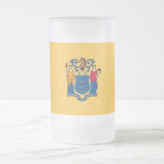 Mattierte Tasse aus Glas mit der Fahne New Jersey (Mittel)