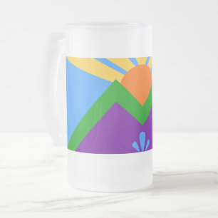 Mattierte Tasse aus Glas mit der Fahne von Manitou